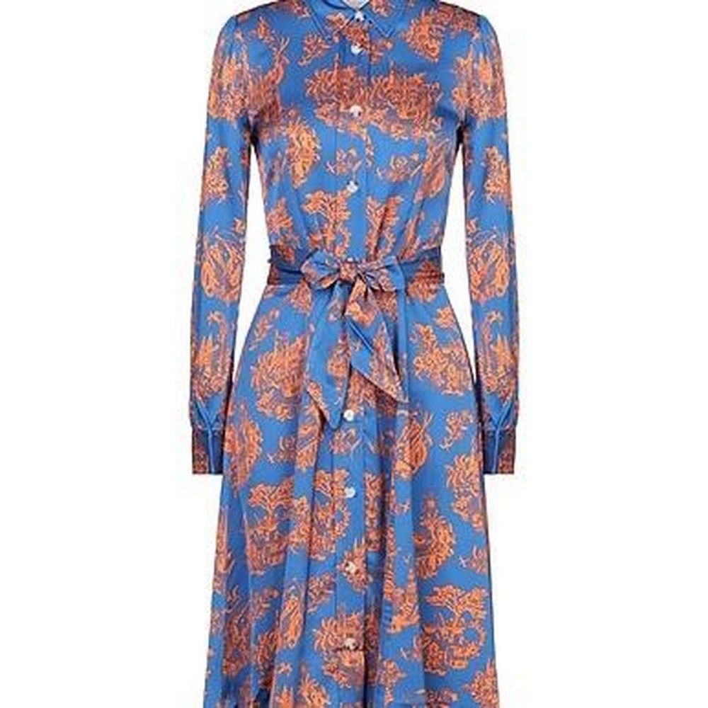 WOOD WOOD Women's Belinda Dress Blue Long Sleeve Printed Shirt Dress- Size 2 - Picture 5 of 12
